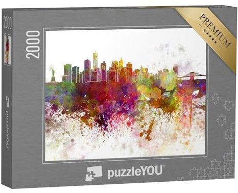 puzzleYOU: Puzzle 2000 Teile „New York Skyline, Aquarell“ – aus der Puzzle-Kollektion Kunst & Fantasy