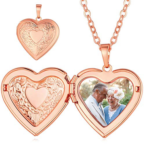 Custom4U Rose Gold Locket Necklace Heart Jewellery Gifts for Women Personalised Mum Gifts(with Gift Box)