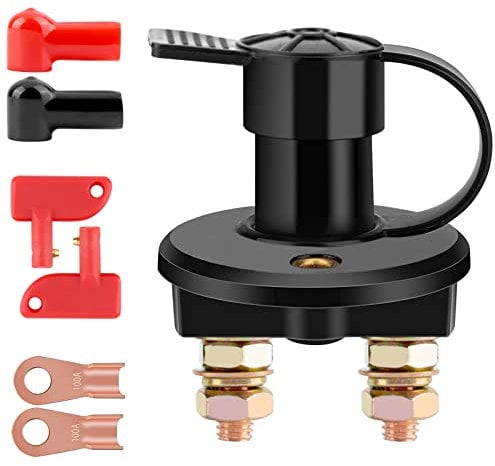 Batterietrennschalter 12V/24V LUNEKUCK Auto Batterie Trennschalter Hauptschalter mit 2 polig Ein-/Aus-Schalter für Autobatterie Batteriehauptschalter Notstromtrennschalter für Auto Kfz LKW Boot