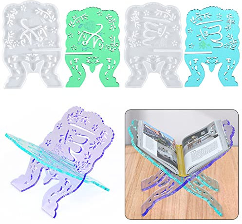 Voyyphixa Bücherregal Silikonformen Epoxidharz Groß Notenständer Epoxidharz Formen Leserahmen Resin Silikonform Bücher Harz Formen für Lernen auf Büro Klavierzimmer (2PC Hollow Bookshelf Mould)
