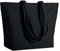 Bolsa Shopper Lona Algodón Top Espesor 280 grm 50x35x16cm Mangos Largos, Negro , 50x35x16cm