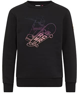 Ragwear YANIS Print A Jungen Sweatshirt O Neck Rundhals Sweater Skateboard Skater (DE/NL/SE/PL, Numerisch, 140, Regular, Black)