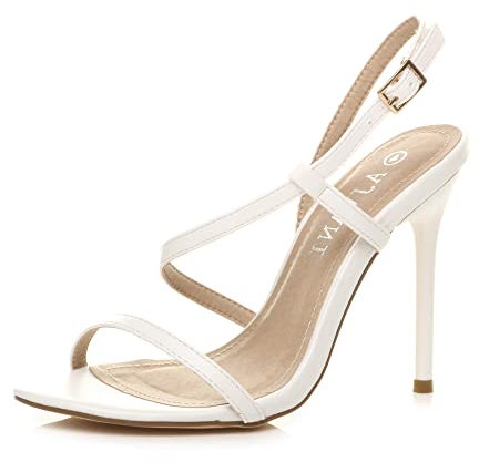 AJVANI high heel barely there strappy buckle evening sandals shoes size 4 37