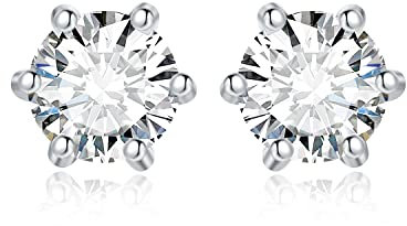 JewelryPalace Rund 0.6ct Moissanite Solitär Ohrstecker Silber 925 Damen, Simulierter Diamant Braut Schmuck Set, Ohrringe Silber Mädchen Edelstein, Ohrstecker Silber Klein mit Stein Geschenk Frauen