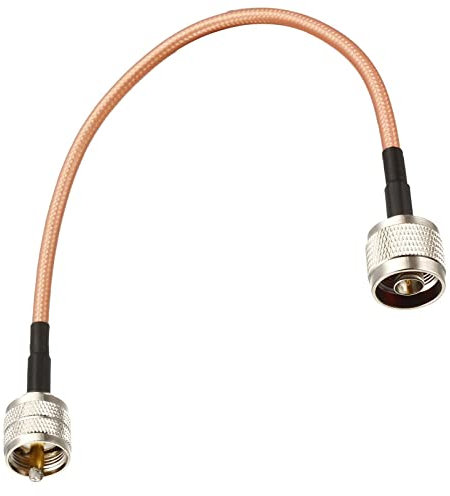 Rebower RG400 Coaxiales Cables UHF (PL-259) Macho a N Macho, [para Transmisión Coaxial] - 1pies/ 50 Ohm/Dorado Tono / 1uds