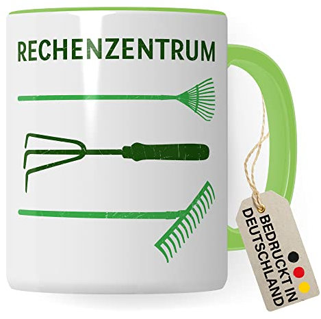 Rechenzentrum Tasse Geschenkidee Informatiker Kaffeetasse Humor Witz Geschenk für Gärtner Kaffeebecher Gartenarbeit Becher (Weiß & Grün)