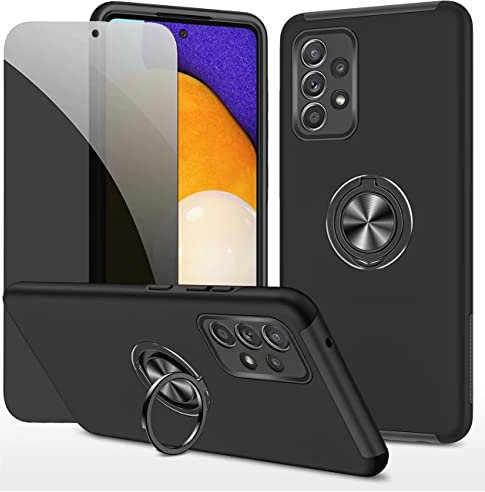 Dechyi Sichtschutz hülle für Samsung Galaxy A53 5G Schwarz Handyhülle mit Anti-Spähen aus gehärtetem Glas Displayschutzfolie mit Ringhalterung stoßfest, Kratzfest strapazierfähig Schutzhülle