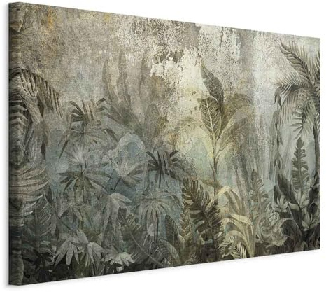 B&D XXL - Leinwandbild Blätter Natur Botanik, 120x80 cm, 1-teilig, modern | Hochwertige Leinwand, sofort aufhängbar, ideal fürs Wohn- oder Schlafzimmer, wasserfest und lichtecht, langlebig, stilvoll
