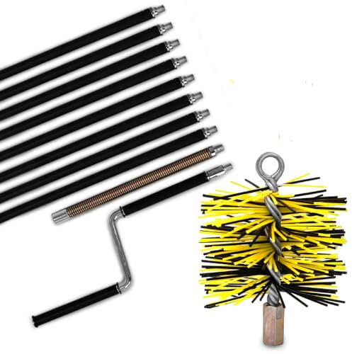 Oskar Schornsteinbürste mit Kurbel - 1120cm (11,2m) Länge, 125mm Ø - Professionelle Kamin- und Schornsteinreinigung