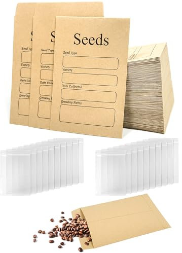 3.15 * 4.72 Inch Small Seed Packets Envelope, 140pcs Resealable and Clear Self-Envelopes, Kraft Storage Envelopes for Plant Lover