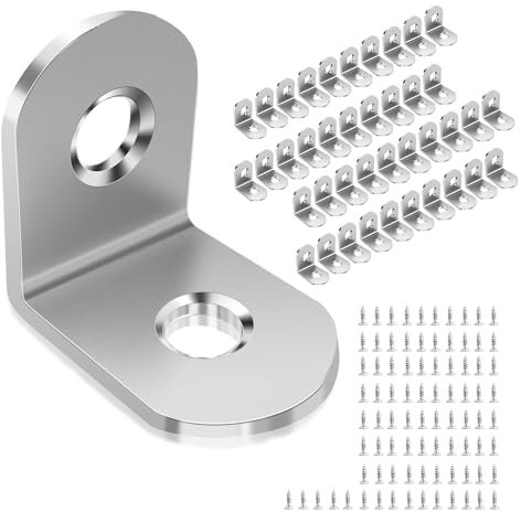 shinfly Équerre de Fixation en equerre metal Inox pour la Réparation de Meubles - Lot de 40 Équerres de Fixation 20*20mm pour la Fixation et la Réparation de Meubles, Renforcer les Joints