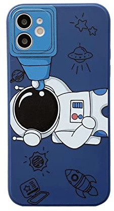 Yonds Queen for iPhone 15 Pro Cute Case, Cool Cartoon Astronaut Space Design Stylish Bumper Soft TPU Rubber Cover Protective Anti-Slip Shockproof Creative Case(Blue Space, iPhone 15 Pro)