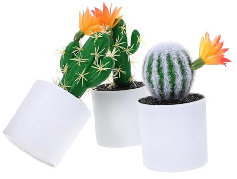 LIFKOME 3piezas Simulación De Planta De Cactus Maceta Adornos De Plantas Artificiales para Decoración del Baño Hogar Bonsái De Cactus Artificial