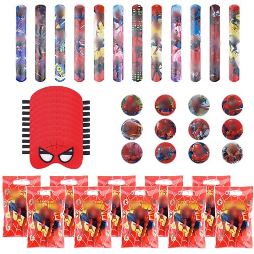 Jinhuaxin 44 Stück Party Mitgebsel Set, Geschenktüten/Masken/Anstecker/Slap Armband für Kinder geburtstag Mitgebsel Set, kindergeburtstag Geburtstag Kinder für Cartoon, Geeignet für Party Dekoration