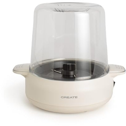 CREATE/POPCORN MAKER STUDIO/Máquina de palomitas con fundidor de mantequilla Blanco Roto/Fácil de usar, Hasta 100g de maiz, Palomita en 5 min, Palomitas dulces o saladas, 500W