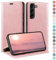 HUOUH Coque pour Samsung Galaxy S22 avec RFID Blocage Etui à Rabat en Cuir de Premium,Fentes pour Cartes,Case à Rabat,Coques de Cover pour Samsung S22 Portefeuille Or Rose
