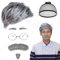 7 Stück Opa Perücke Grau,Opa Kostüm Set Großvater Perücke Alter Mann Cosplay,Alter Mann Perücke Grau Rentner Kostüm Perücke Herren Bart grau für Halloween, Karneval, Party