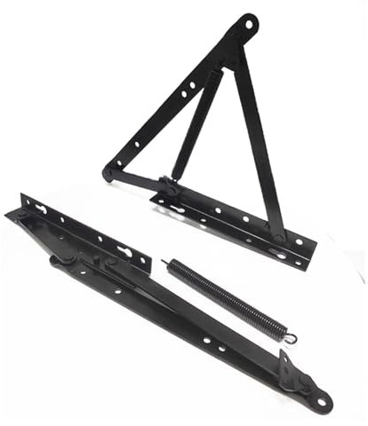 Dreieckige Federscharniere für Staukästen, Federscharniere für Sofakästen, Tragscharniere für Deckel, Hebebügel für Staukästen, Hebebügel für Unterbettschränke, Sofabetten oder Betten mit Bettkasten