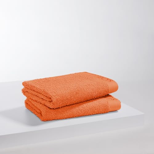 s.Oliver 2 TLG Duschtuch Set 70x140cm - 100% Baumwolle, 600 g/m², weich & saugstark, Doppelpack Duschtücher orange