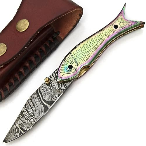 PAL 2000 KNIVES FK-9574 Couteau de poche pliant en acier damas fait à la main sur mesure avec gaine