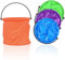 4 Stück Faltbarer Eimer, Multifunktionaler Kleiner Eimer 2L Klein Angel Eimer Wassereimer Tragbarer Falteimer Kotzeimer Collapsible Bucket für Strand, Mal und Camping