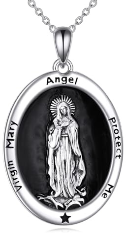 Vadmans Sterling Silber Jungfrau Maria Halskette für Männer St. John the Pioneer Halskette Anhänger Amulett Beschütze uns Halskette Schmuck Geburtstag für Damen