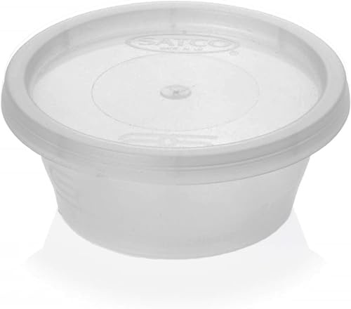 50 Plastic Food Takeaway Microwave Heavy Duty SATCO Cups with Lids 2oz 4oz 8oz 12oz 16oz (Clear, 2oz)