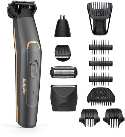 BaByliss MT987E Multi-Trimmer Graphite Precision 12-in-1, kabellos, Präzisionskopf, Körperkopf, Bartkopf, Nasen-/Ohrkopf, Rasierkopf