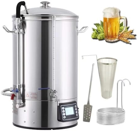 GUUFUFA 50L, All-in-One Home Birra Brewer Sistema di birra Elettrico 10 Galloni Brewing Stock Pot 304 Forniture per la produzione di birra in acciaio inossidabile con pannello Controllo elettronico