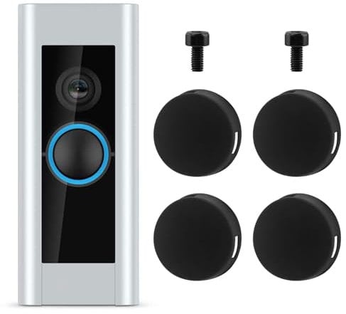 Doorbell Button Replacement with 4Pack Buttons / 2Pack Screws, Replacement Video Doorbell Buttons Compatible with Doorbell Pro, Repair Split Cracked Broken Button(COLOR:Black)