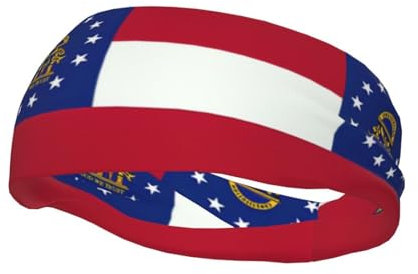 Georgia State Flag Print Sport Running Stirnband Mode Breite Stirnbänder für Frauen Yoga Fußball Stirnbänder