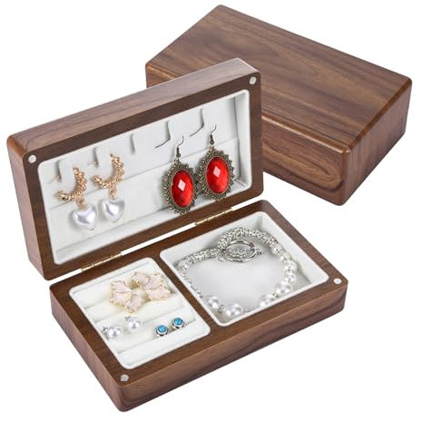 Schmuckkästchen Klein Holz Schmuckkästchen Reise für Dekoration Schmuckschatulle aus Samt Jewelry Organizer Vintage Chmuckaufbewahrungs Box Schmuckbox Schmuckkoffer für Damen Geschenkidee Geschenk