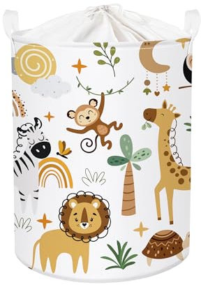 Clastyle Panier Rangement Bébé Animaux Boho Corbeilles à Linge Sale Garçons Filles pour Vêtements Boite de Rangement Jouets pour Salle de Bain Chambre à Coucher, Marron, 36 * 45 cm