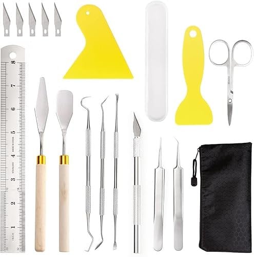 ZPONEED Lot de 19 Outils de désherbage en Vinyle pour Traceur de Vinyle, découpage des grilles pour Vinyle, Silhouette, HTV, Cameos, Lettrage