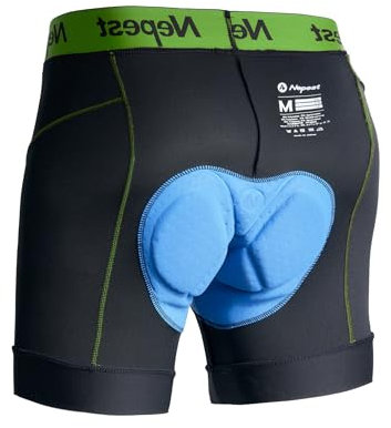 Nepest Fahrradhose Herren Gepolstert Radlerhose Herren Sitzpolster 4D Fahrrad Unterhosen Atmungsaktiv Schwarz/Grün,XL