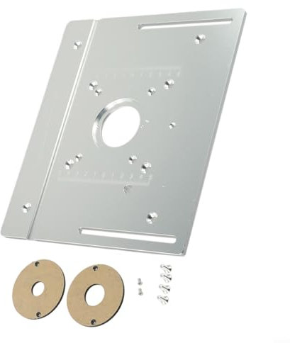Bulevisiter Piastra di inserimento per fresatrice elettrica, per fresatrice elettrica per legno, distanza foro vite 85 x 85 mm/60 x 70 mm, piastra di inserimento da tavolo per router, lega di