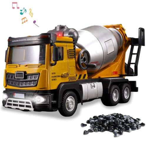 XPJBKC Jouet Bétonnière, 1:40 Camion Bétonnière Jouet Enfant avec Son et Lumière, Camion Toupie Engins de Chantier Adapté Aux Garçons et Aux Filles de 3 4 5 6 7 8 Ans