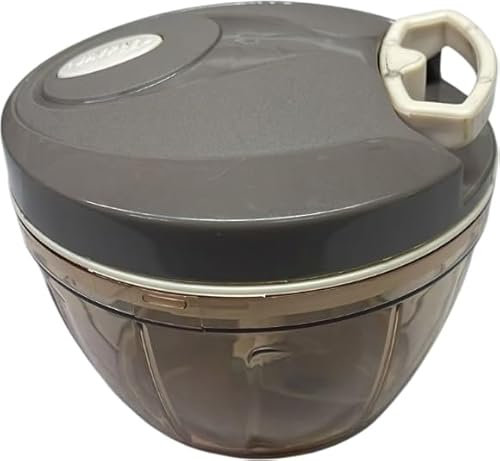 TENLITE 470ML Manual Food Chopper – Hand Pull String Vegetable Cutter & Dicer For Onion, Salad, Fruits & Nuts – Easy To Use, Easy To Clean, BPA-Free Plastic Mini Chopper For Kitchen (Grey)