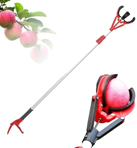 Fruit Picker, Long Reach Fruit Harvester 4.3-7.5 ft Telescoping Fruit Picker Pole High-Reach Fruit Grabber for Apple, Pears, Persimmons, Lemons,Mango