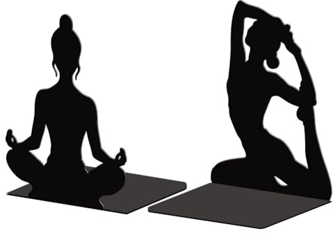 Peacoblue Buchstützen Metall,Yoga Buchstütze Dekorativ für Bücher | 1 Paar 5.3x4.3x6.7 schwere Gusseisen Buchhalter, Stabile Buchstopper für Bücherregal, Schreibtisch, Büro und Wohnraum
