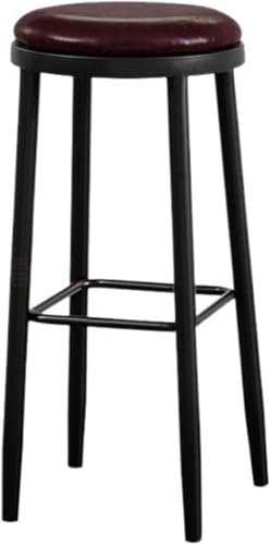 DZYHFCO 71 cm runder hoher Hocker, Eisen, Barstuhl, Restaurant, Café, Insel, Esstisch, Stuhl für Küche, Braun