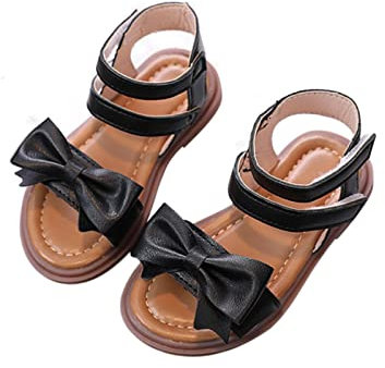 Allbestop Sandales Été Fille, Sandale Orthopédique Chaussure Princesse Fille Nu Pieds Été Confortable Sandales Filles Claquette Confortable Plage Bebe(Noir,24)