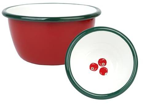 Talking Tables Enamelware Small Dipping Bowl 10 cm - Cranberry Sauce Bowl for Christmas, Condiments, Sharing Dips, BBQ, Party Snacks, Camping & Festive Xmas Tableware