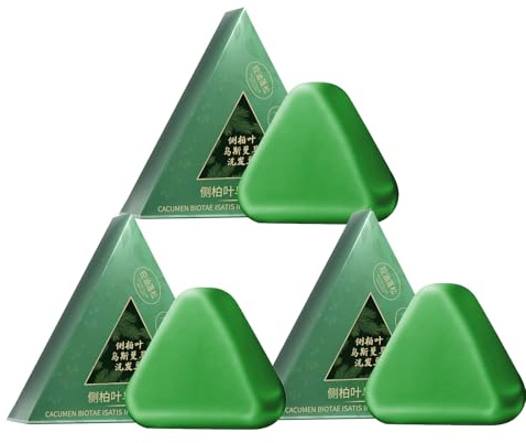 Nature Seven Green Soap Shampoo, Nature Triangle Shampoo Bar, Natural Plant-Based Solid Shampoo Bar, Gentle Cleansing Nourishing Care, For Looking Hair Strengthens Hair (3 Stück)