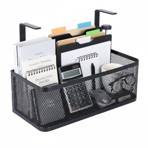 Punorric Under Desk Storage Drawer - No-Drill Under Table Storage, Secret Drawer for Home Office, Space-Saving Desk Shelf Organiser for Home Office Small Space, Black