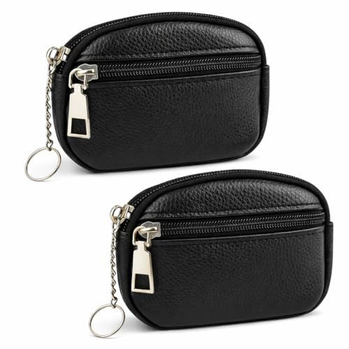 2PCS Pochette pour Clés, pour Homme Et Femme Mini Porte Monnaie Multifonction Bourse Porte Monnaie avec Fermeture Éclair Porte Monnaie Homme Compact Usage Quotidien