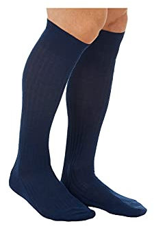 Pantherella Mens Laburnum Merino Wool Over the Calf Socks - Dark Blue - Medium