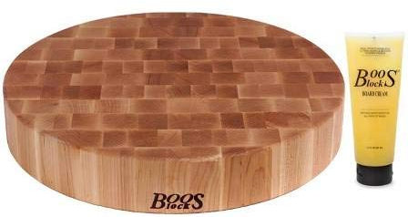 BOOS Blocks PREP Blocks Schneidebrett Ahorn Ø 46 x 7,5 cm + Pflegecreme #BB28