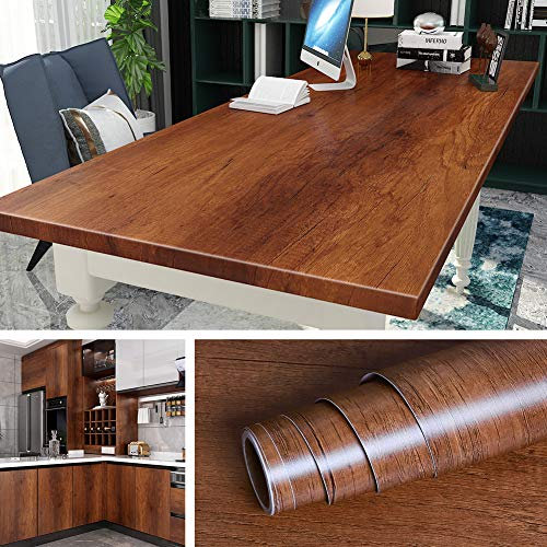 Livelynine 40CMX10M Klebefolie Holzoptik Vintage Möbelfolie Holzoptik Selbstklebend Holzoptik Folie für Möbel Schrank Schreibtisch Tisch Küchenplatte Küchen Arbeitsplatte Selbstklebende Küchenschrank