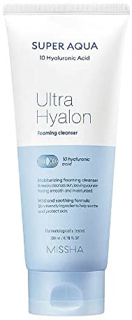 MISSHA - Super Aqua Ultra Hyalron Foaming Cleanser | Limpieza Profunda | Hidratación con Ácido Hialurónico | Para Todo Tipo de Piel, 200 ml